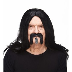 Mustache and beard, black lustrous