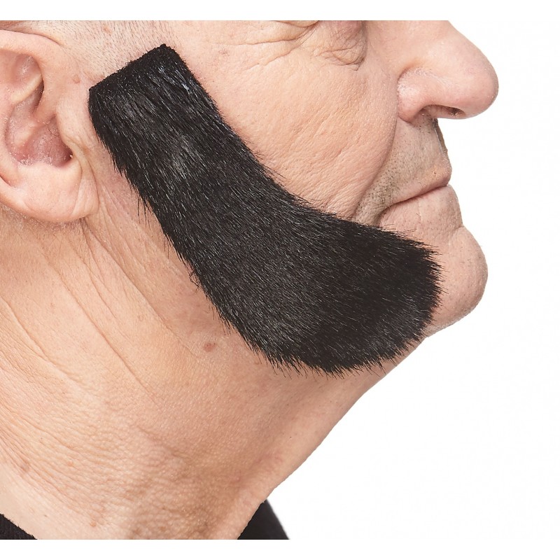 Mutton Chops sideburns, black lustrous 