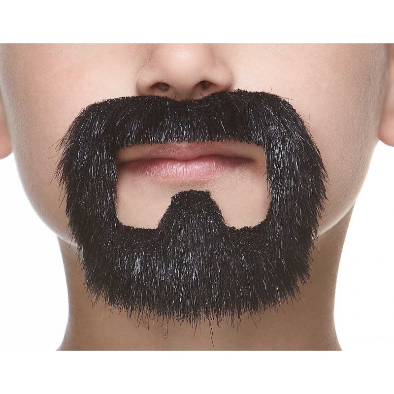 Inmate mustache and beard for Kids, black lustrous