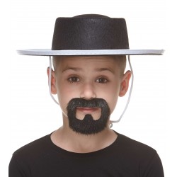 Inmate mustache and beard for Kids, black lustrous