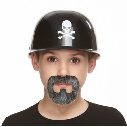 Inmate mustache and beard for Kids, salt and pepper