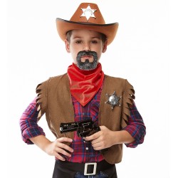 Inmate mustache and beard for Kids, salt and pepper