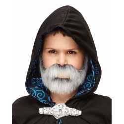 Nobleman mustache and beard for Kids, gray and white