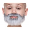Short Boxed mustache and beard for Kids, gray and white