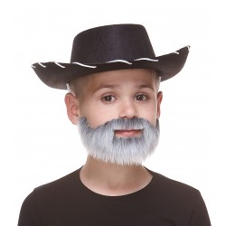 Short Boxed mustache and beard for Kids, gray and white