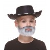 Short Boxed mustache and beard for Kids, gray and white