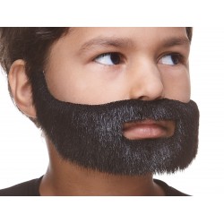 Short Boxed mustache and beard for Kids, black lustrous 