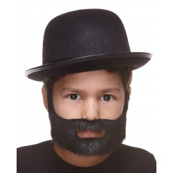 Short Boxed mustache and beard for Kids, black lustrous 