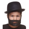 Short Boxed mustache and beard for Kids, black lustrous 