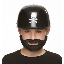 Short Boxed mustache and beard for Kids, black lustrous 