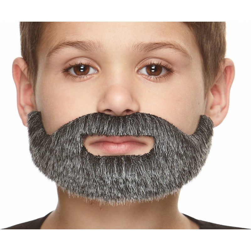 Short Boxed mustache and beard for Kids, salt and pepper