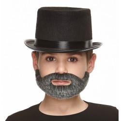 Short Boxed mustache and beard for Kids, salt and pepper