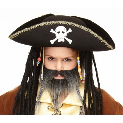 Braided Sea Captain mustache and beard for Kids, salt and pepper