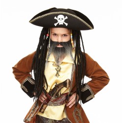 Braided Sea Captain mustache and beard for Kids, salt and pepper