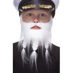 Braided Sea Captain mustache and beard for Kids, white 