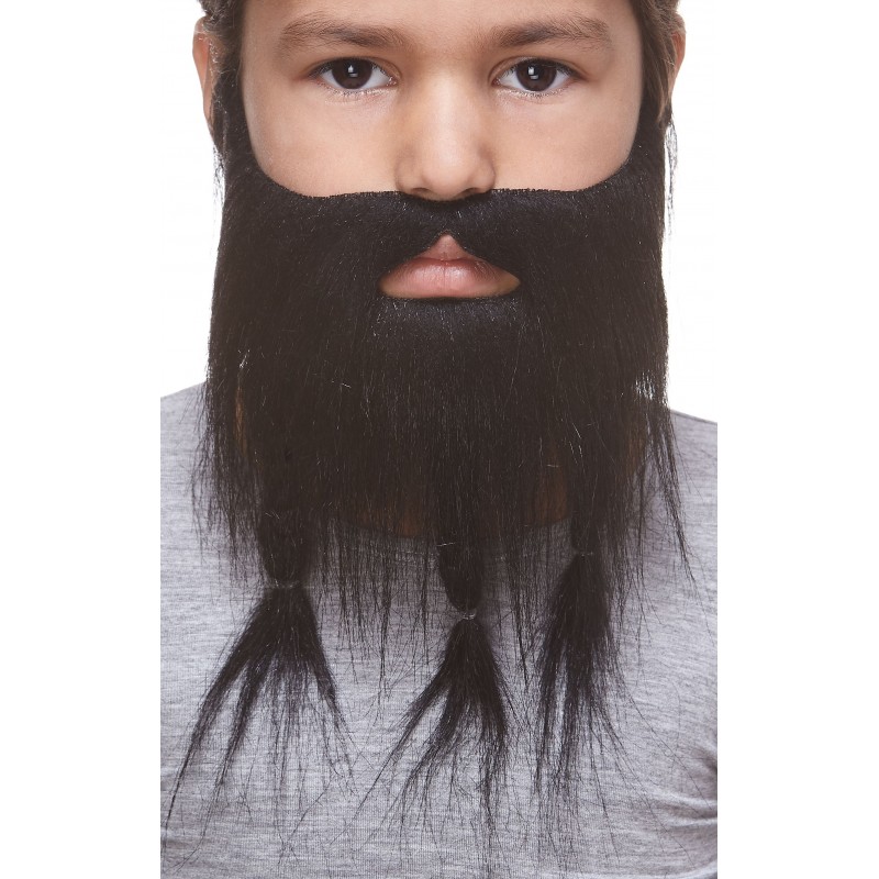 Braided Sea Captain mustache and beard for Kids, black