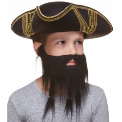Braided Sea Captain mustache and beard for Kids, black