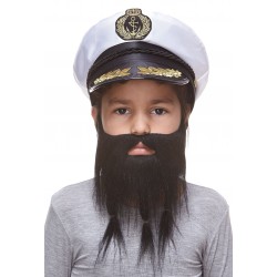Braided Sea Captain mustache and beard for Kids, black