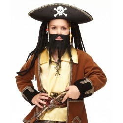 Braided Sea Captain mustache and beard for Kids, black