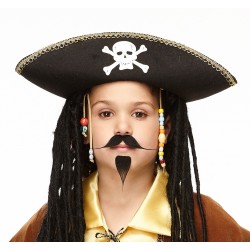 Handlebar with Goatee mustache and beard for Kids, black