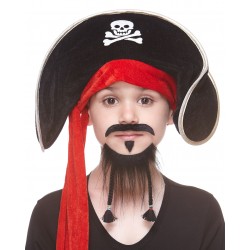 Pirate mustache and beard for Kids, black 