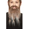 Viking Dwarf mustache and beard for Kids, brown and gray