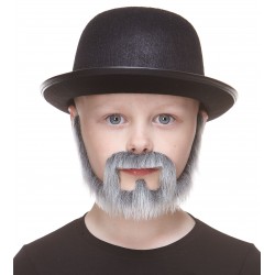 Squatter mustache and beard for Kids, gray and white