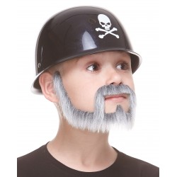 Squatter mustache and beard for Kids, gray and white