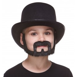 Squatter mustache and beard for Kids, black lustrous