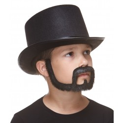 Squatter mustache and beard for Kids, black lustrous