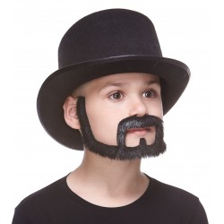 Squatter mustache and beard for Kids, black lustrous