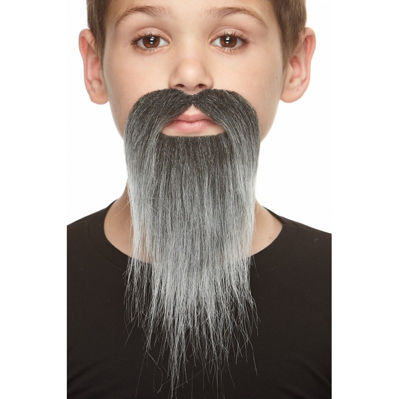 Ducktail mustache and beard for Kids, salt and pepper