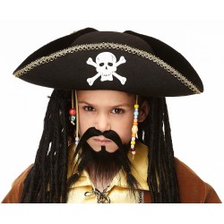 Pirate mustache and beard for Kids, black
