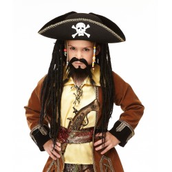 Pirate mustache and beard for Kids, black