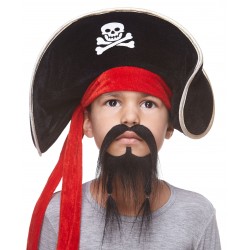 Pirate mustache and beard for Kids, black
