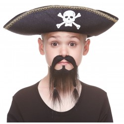 Pirate mustache and beard for Kids, black