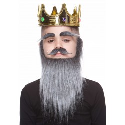 Medieval King mustache, beard and eyebrows for Kids, salt and pepper