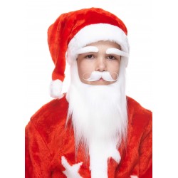 Santa Clous mustache, beard and eyebrows for Kids, white