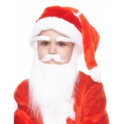 Santa Clous mustache, beard and eyebrows for Kids, white