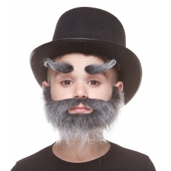 Traper mustache, beard and eyebrows for Kids, salt and pepper