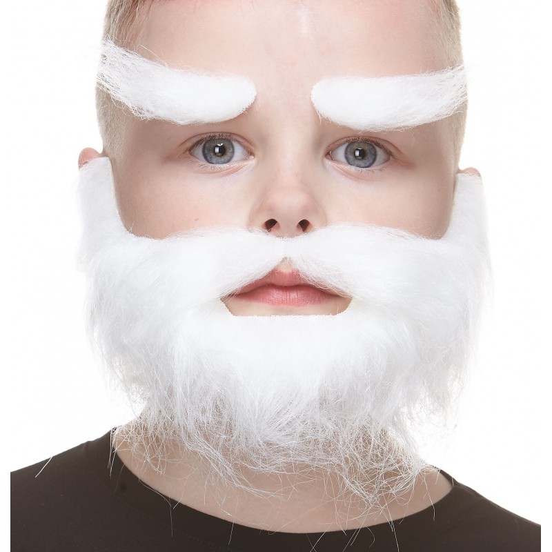 Traper mustache, beard and eyebrows for Kids, white 