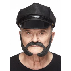 Mustache and beard, gray and white