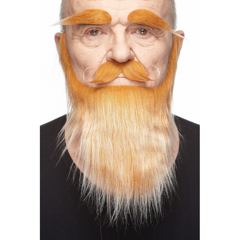 Mustache, beard and eyebrows, honey and white