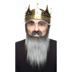 Medieval King mustache, beard and eyebrows, salt and pepper
