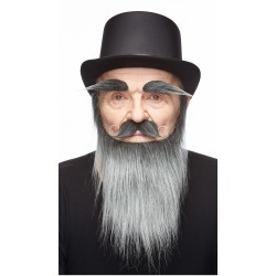 Medieval King mustache, beard and eyebrows, salt and pepper