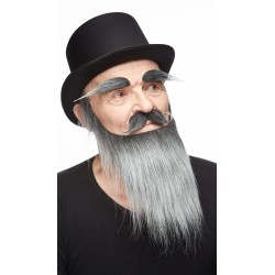 Medieval King mustache, beard and eyebrows, salt and pepper