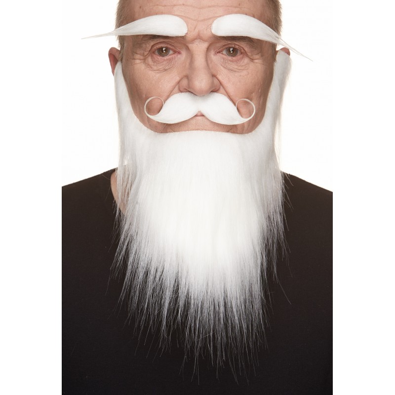 Santa Claus mustache, beard and eyebrows, white 