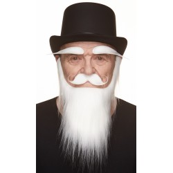 Santa Claus mustache, beard and eyebrows, white 