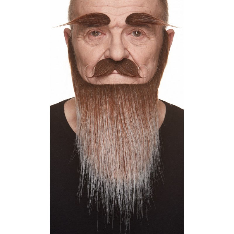Mustache, beard and eyebrows, brown and gray