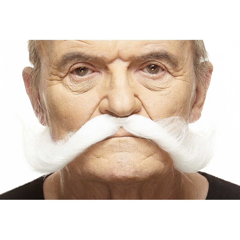 Hillbilly mustache, white